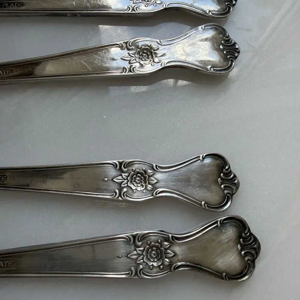 Vintage Old Company Signature Rose Silver Plate 